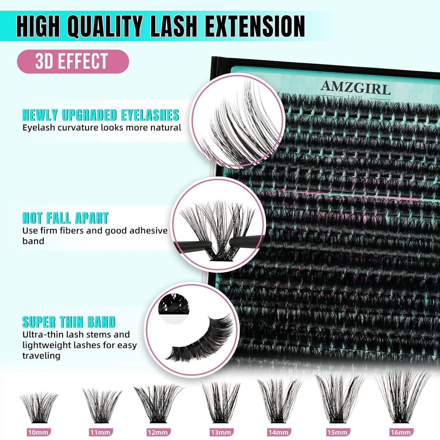 Lash Clusters 320Pcs 100D Eyelashes Cluster D Curl Individual Wispy Lashes Cluster for DIY Cluster Eyelash Extensions at Home for Beginners (Mix10-16mm)