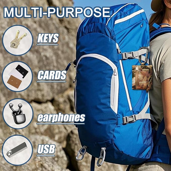 3 Pack Tactical EDC Keychain Pouch with Upgraded D-Ring - Military Mini Molle Utility Organizer for Outdoor, Hiking, Camping, Belt Gear, Zipper Pocket Bag