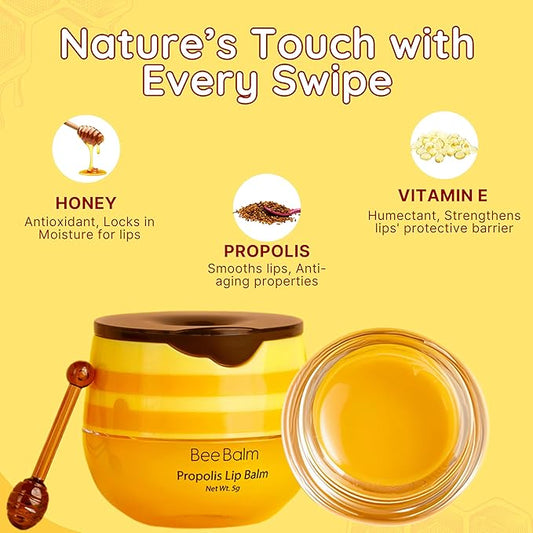 Original My Bee Balm Lip Balm - Propolis Hydrating Balm Honey Pot for Dry, Chapped & Cracked Lips with Propolis, Honey & Vitamin E - Soften, Smooth & Reduce Lip Lines