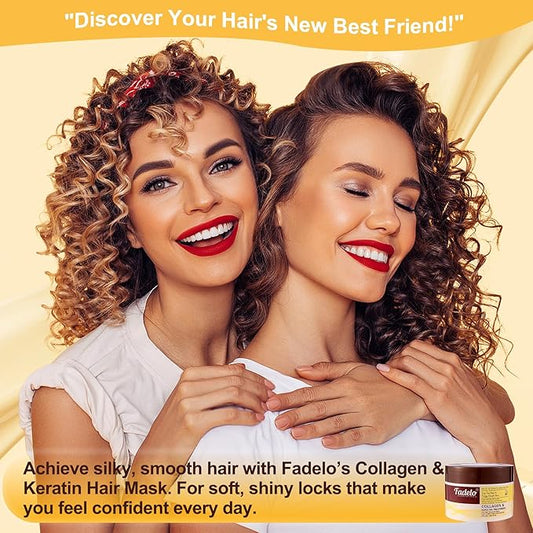 Collagen+Keratin Hair Mask - Deep Repair for Damaged Hair with Argan Oil and Vitamin E - Hydrating Treatment for Dryness and Damage-500 ml (Refreshing), Yellow (16.9 Fl Oz (Pack of 1), Floral)