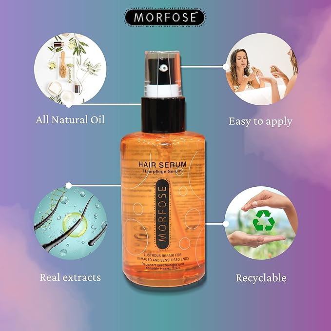 Morfose Anti Frizz Hair Serum to Eliminate Frizz, Lock In Moisture, and Restore Shine, Prevent Split Ends and Dry Damage, Smoothing Serum for Hair, Silky Softness Hair, Shine and Radiance, 75 mL