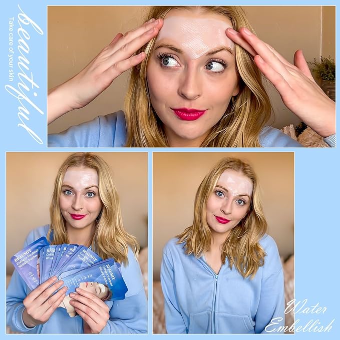 Collagen Forehead Wrinkle Patches Overnight 7pcs, Anti-Wrinkle Facial Patches for Face and Forehead Fine Lines & Frown Lines for Youthful, Firmer, and Smoother Appearance