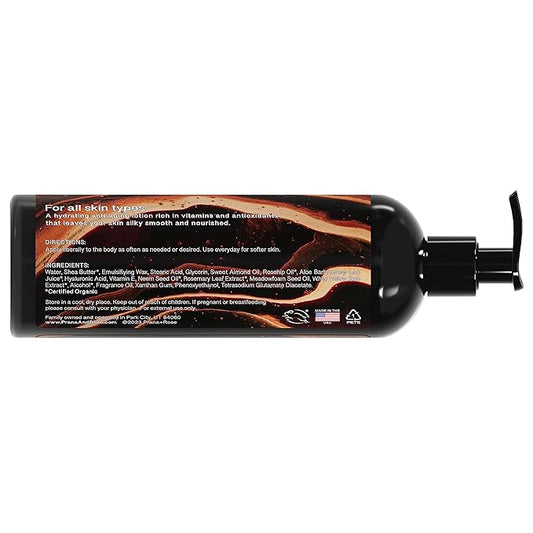 MADE IN THE USA Ultra Moisturizing Shea Butter Lotion with Hyaluronic Acid and Rosehip Oil for anti-aging ORGANIC VEGAN body and hand lotion 16oz (Dulce De Leche)