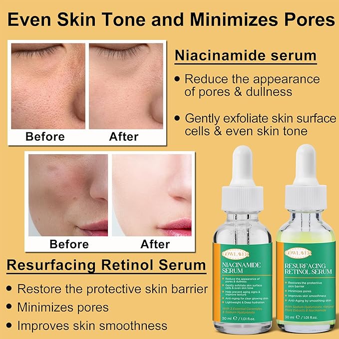 Lifting & Firming Anti-Aging Skin Care Set Kit for Women Teens,Niacinamide Retinol Serum,Hyaluronic Acid Serum,Skincare Gift Set,Facial Skin Care Products,Face Care Routine Kit Christmas Gift Women