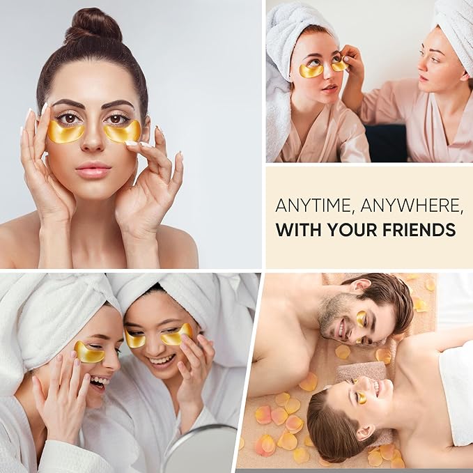 40 Pcs/20 Pairs 24K Gold Eye Mask Collagen Under Eye Mask Patches for Dark Circle Puffiness, Refresh, Revitalizing, Travel, Wrinkles, Gold Eye Patches