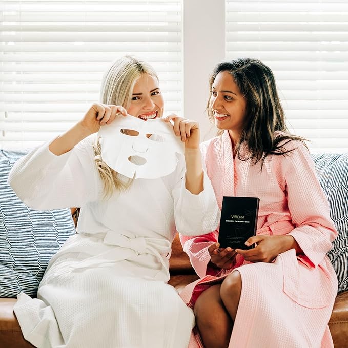 Collagen+ Facial Sheet Mask 5p, 100% Cotton, Hydrolysed Collagen, Hyalurnonic Acid, Vitamin C, Nourishes and Moisturizes Skin, Alcohol Free