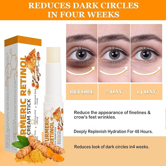 Turmeric Retinol Eye Cream Stick,Lumibalm for Under Eye Bags,Lumistick Eye Turmeric Retinol,Anti Aging Eye Balm Stick Hydrating (2pcs)