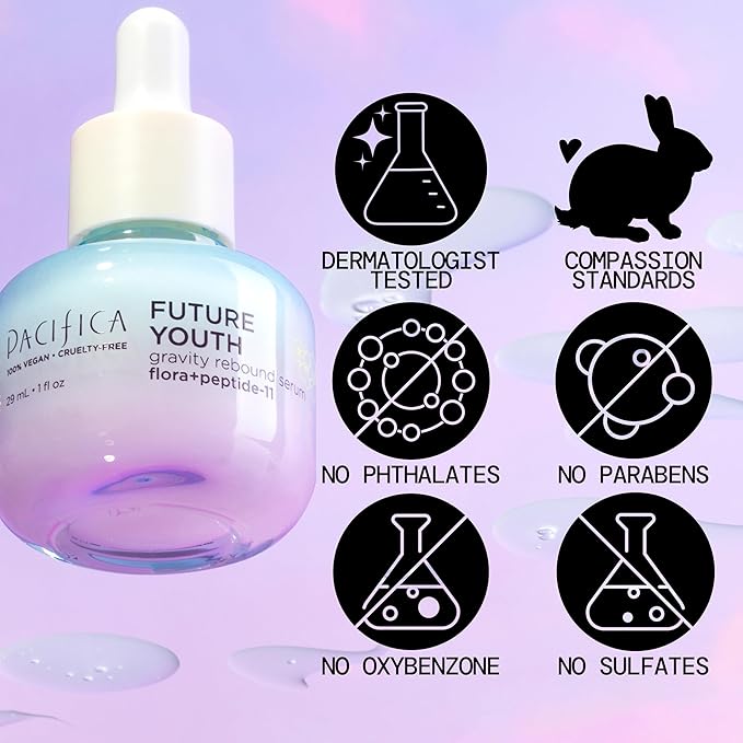 Pacifica Future Youth Gravity Rebound Face Serum – Multi-Peptide Firming Facial Serum for Fine Lines, Anti-Aging & Elasticity Vegan & Cruelty-Free Dermatologist Tested