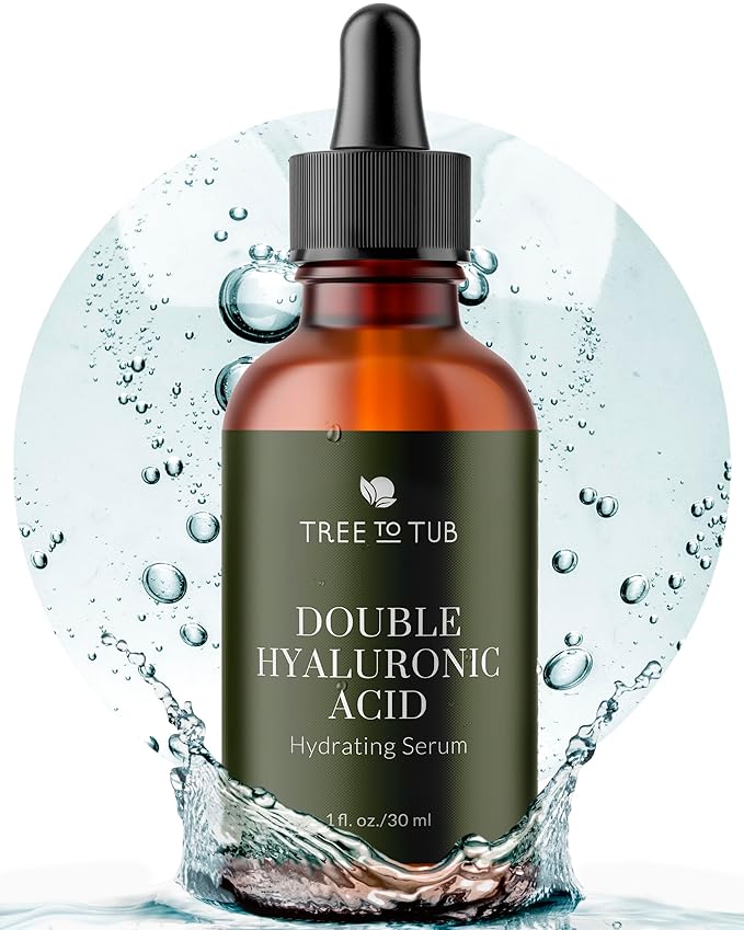 Tree To Tub Double Hyaluronic Acid Hyaluronic Acid Serum for Face - Anti-Aging Hydrating Serum - Targets Fine Lines & Dry, Sensitive Skin