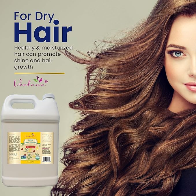 Verdana Organic USDA Certified Organic Golden Jojoba Oil, Cold Pressed, Unrefined, 1 Gallon (128 Fl Oz) Bulk size