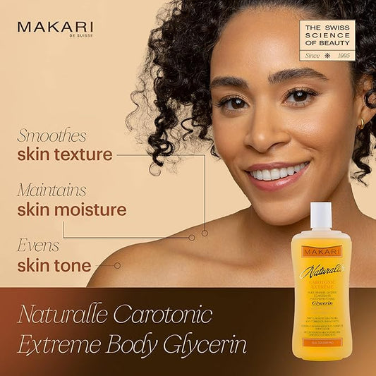 MAKARI Naturalle Carotonic Extreme Brightening 3-Piece Set - Glycerin Oil, Brightening Serum, and Glow Renewing Face Cream SPF15 | Fades Scars & Marks | For Oily & Sensitive Skin | Hydrates & Brighten