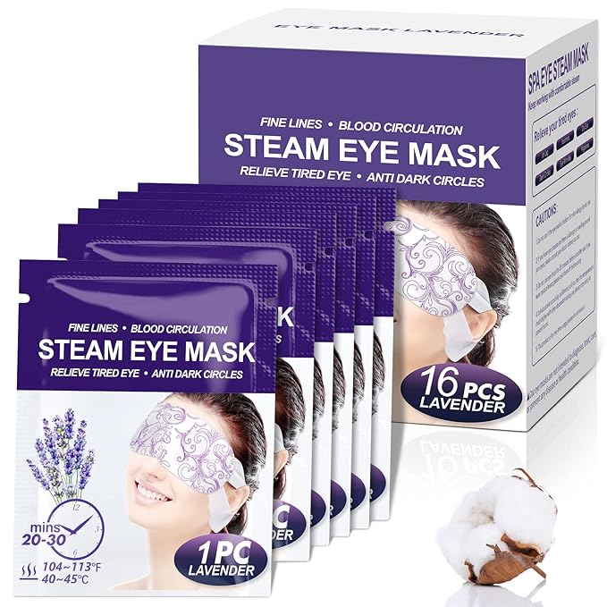 Steam Eye Mask 16 Packs and 7 Packs 3D Self Heated Eye Mask for Dry Eyes with 100+ Soft Beads,Steam Eye Mask for Sleeping,Relaxation, Disposable, Spa, Travel Gifts for Women, Men