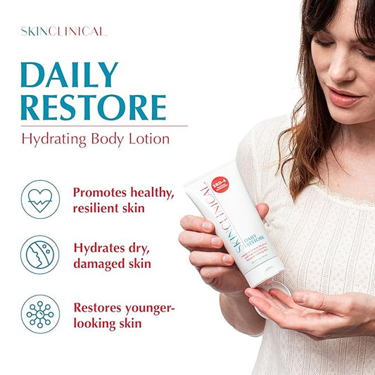 Daily Restore Hydrating and Moisturizing Body Lotion For Very Dry Skin, Psoriasis and Eczema Aftercare, Nourishes Skin with SBD-4 Patented Ingredient, Unscented Body and Face Lotion, 6 oz