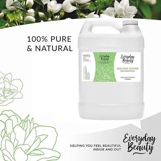 Jasmine Water Facial Toner - Bulk 1 Gallon - All Natural Hydrating Spray Mist for Face and Hair - 100% All Natural Jasmine Water Hydrosol