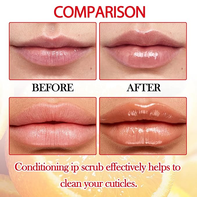2PCS Orange Conditioning Lip Scrub Kit,Moisturizing Lip Sleeping Mask Long Lasting Hydrating Lip Scrubber Exfoliator Lip Care Products for Men & Women