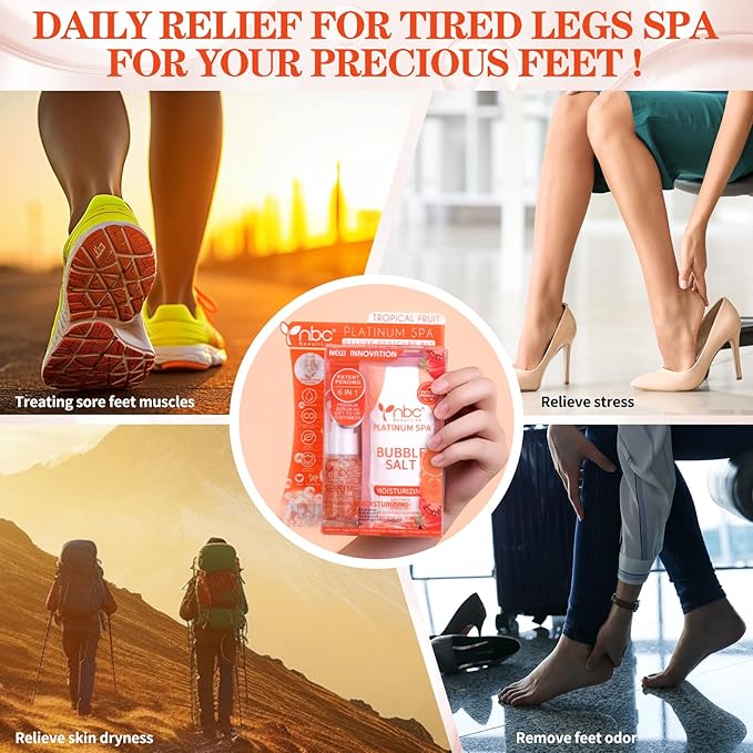 Pedicure Foot Soak Set - Upgraded 6 in 1 Foot Spa, Foot Bath Spa, Pedicure Kit, Foot Soak for Tired & Dry Cracked Feet, Athletes Feet, Bad Odor, Softens Calluses (Tropical fruit)