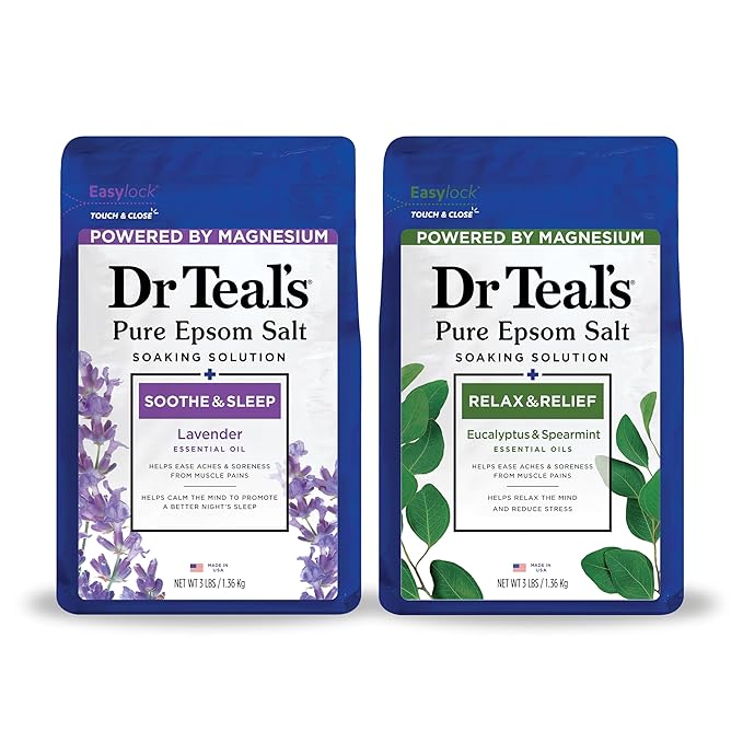 Dr Teal's Pure Epsom Salt, Lavender & Eucalyptus Duo Bundle, 3 lbs (Pack of 2)