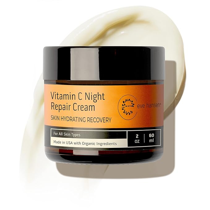 Eve Hansen Vitamin C Night Cream for Face and Neck - Hydrating, Brightening, Anti-Aging Moisturizer for Mature, Dry Skin - Non-Greasy - 2 oz