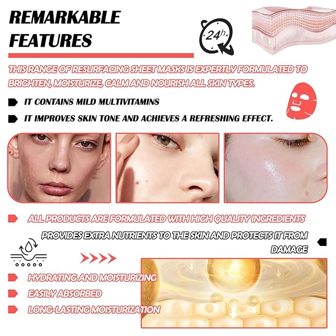 20 Pcs Facial Sheet Mask Combo,Hydrating Face Mask,Easy to Use,Moisturizing Daily Sheet Mask