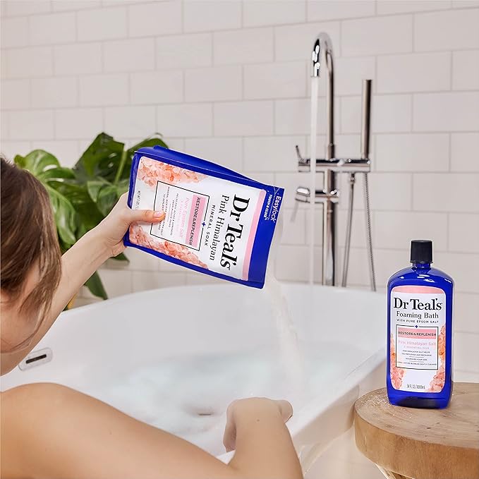 Dr Teal's Epsom Salt Magnesium Soak, Restore & Replenish with Pink Himalayan Salt, 3 lbs