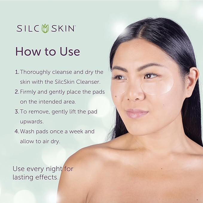 SilcSkin Silicone Eye Pads - Reusable Overnight Eye Patches, Medical-grade Silicone for Fine Lines, Crepey Skin, and Puffiness - 20 Day Supply