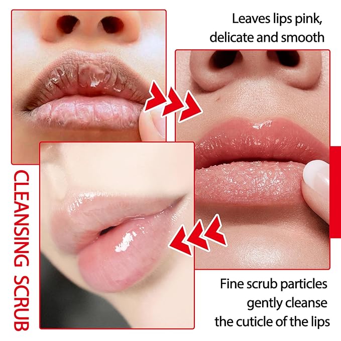 2PCS Strawberry Conditioning Lip Scrub Kit,Moisturizing Lip Sleeping Mask Long Lasting Hydrating Lip Scrubber Exfoliator Lip Care Products for Men & Women