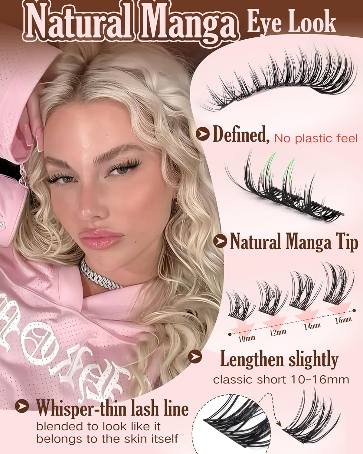 Manga Lash Clusters Natural Wispy Cluster Eyelash Extensions 180 Pcs Fairy C Curl Cluster Lashes 10-16mm Fluffy Lash Extensions Anime Cosplay No Plastic Feel Individual Lash by Godddvenus