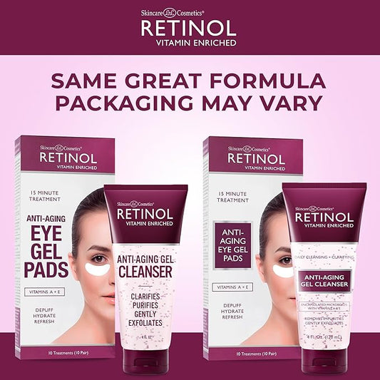 Retinol Anti-Aging Facial Oil – With Nine Essential Oils, Restores Hydration and Nourishment Anti-Aging Eye Gel Pads – Soothing Vitamin A Reduces Puffiness & Refreshes the Under Eye Area.