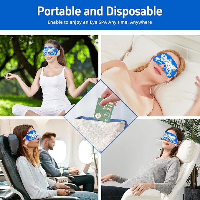 steam Eye mask for Dry Eyes,self-Heating Eye mask for Sleeping,SPA,Relief Stress and Eye Fatigue (10 pcs, Chamomile)