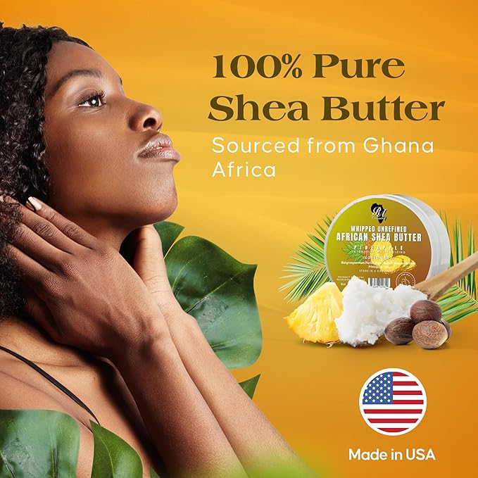 RA COSMETICS Whipped Shea Butter Pineapple - 6oz | 100% Pure & Natural African Shea Butter for Men & Women - Ultimate Handcrafted Moisturizer with Essential Vitamins for Radiant Skin