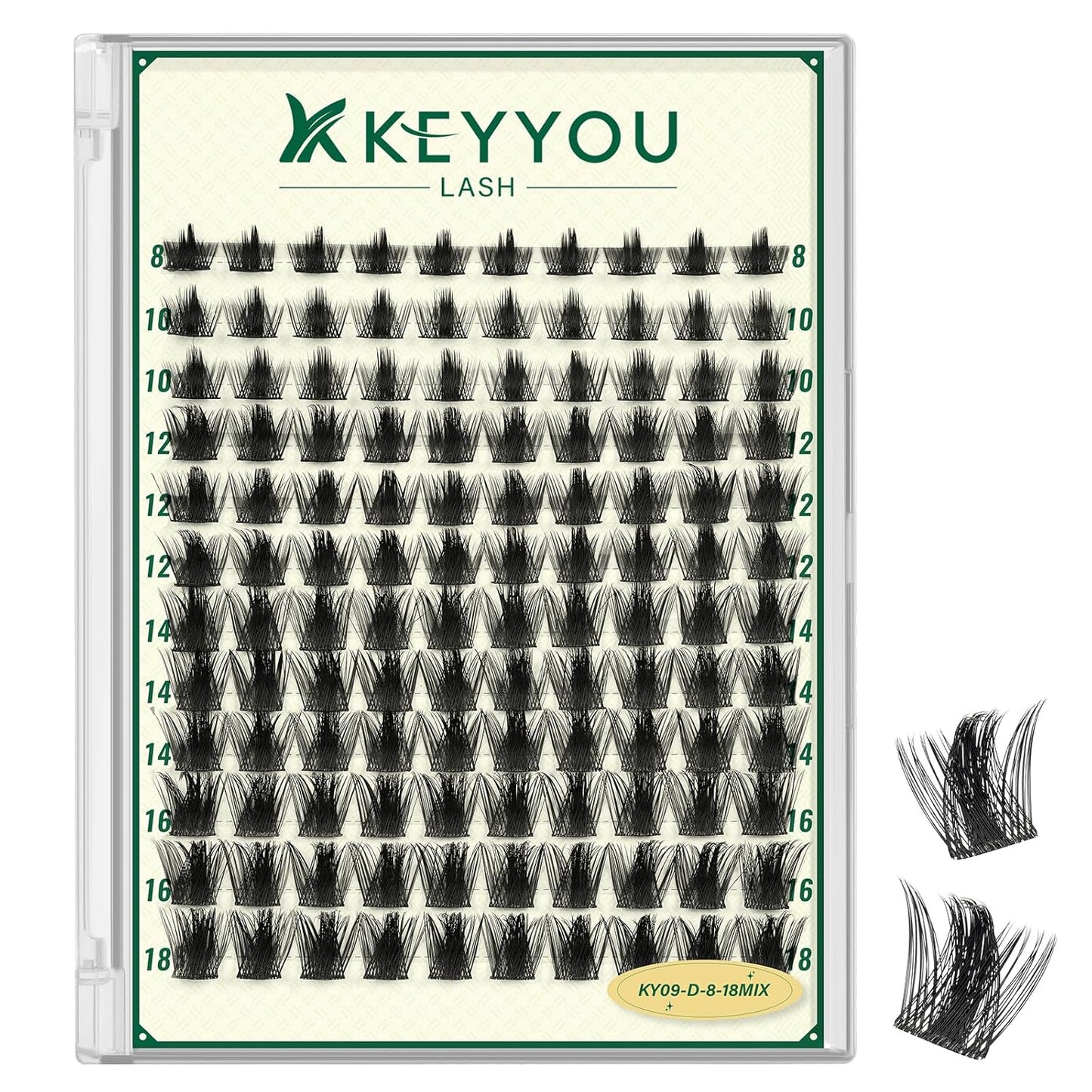 KEYYOULASH Lash Clusters Manga Lash Extension D Curl 120pcs 8-18mm Wispy Eyelash Clusters Natural Volume Eyelash Extensions Individual Lashes DIY at Home(KY09,D-8-18MIX)