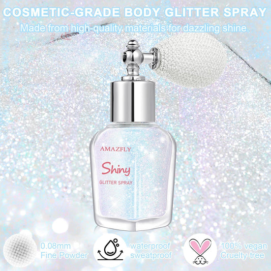 Hair and Body Glitter Spray, Shimmering Powder Sparkle Powder Makeup, Glitter Loose Sparkle Makeup for Body Highlighter,Festival Prom Rave Accessories (Sparkling Pink)