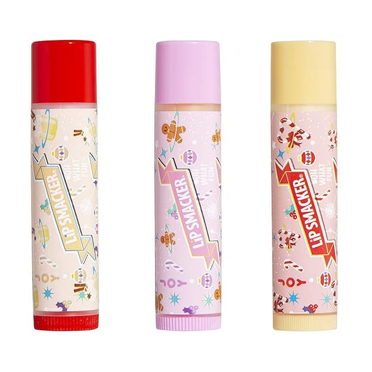 Lip Smacker Holiday Christmas 3 pcs Flavored Lip Balm Tin Original & Best (Pack of 2)