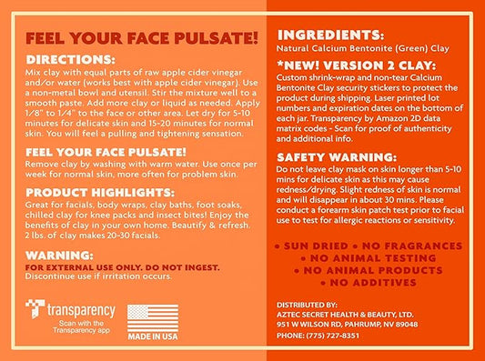 Aztec Secret – Indian Healing Clay 1 lb – Deep Pore Cleansing Facial & Body Mask – The Original 100% Natural Calcium Bentonite Clay – New Version 2