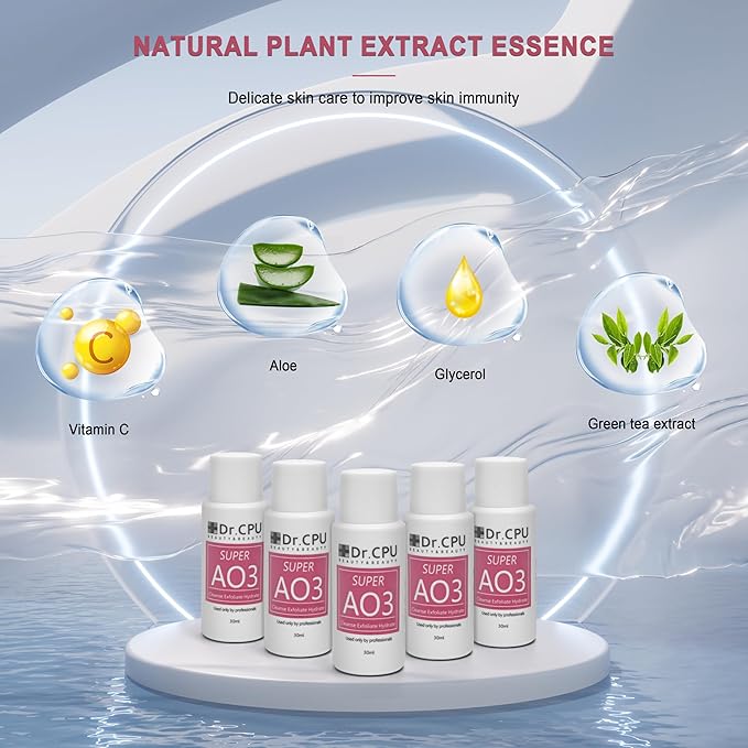 Water Peeling Hydrofacial Skincare Face Moisturizer Cleaning Skin Serum Aqua Peel Concentrated Solution 30ml/1.01oz Per Bottle Dilute to 800ml/27oz Solution Use AS1 SA2 AO3 5 Bottles Per Set(AO3)