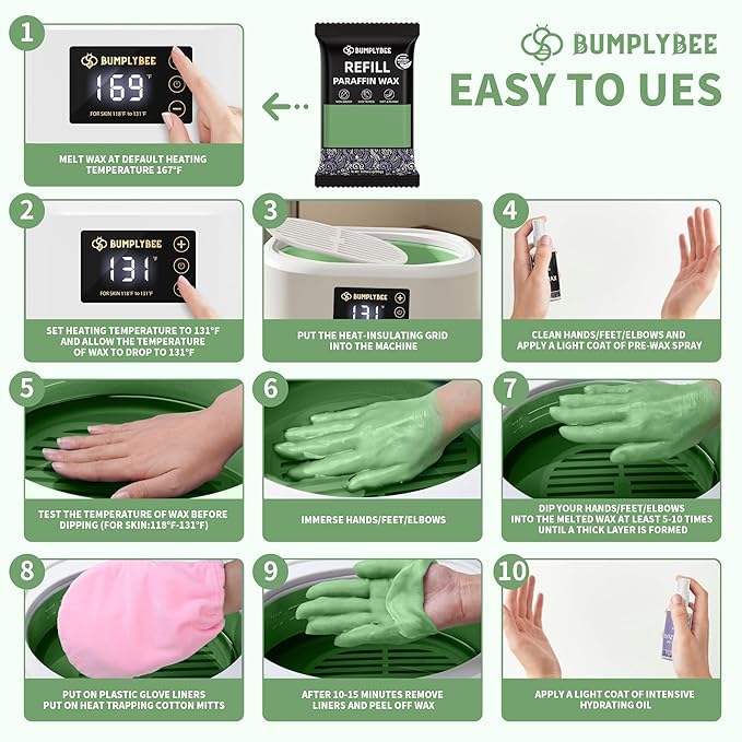 Paraffin Wax Machine for Hand and Feet - 3500ml Hand Wax Paraffin Machine with 8 Pcs Aloe Vera Paraffin Bath, Moisturizing and Exfoliating