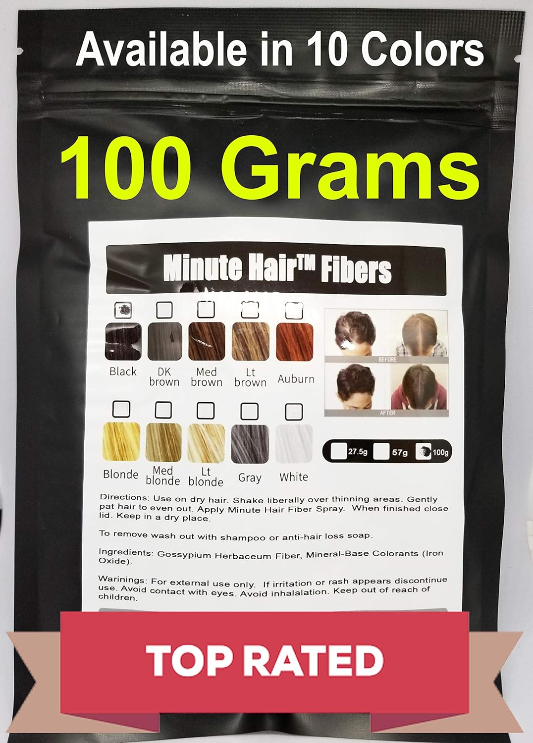 Hair Building Fibers 100 Grams (3.5 oz) Minute Hair Refill Hair Loss Concealer That You Can Use for Your Bottles From Competitors Like Toppik, Xfusion (Dark Brown)