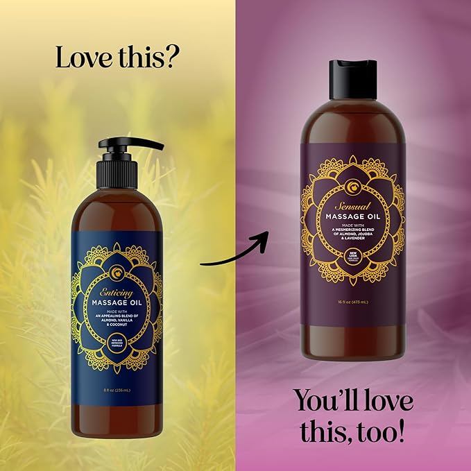 Luxurious Vanilla Massage Oil for Couples - Easy Glide Non Greasy Sweet Vanilla Sensual Massage Oils for Date Night with Silky Smooth Sweet Almond Oil Coconut and Jojoba - Vegan Non GMO & Gluten Free