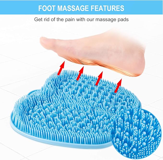 BESKAR Larger Foot Scrubber Mat with Non-Slip Suction Cups- Cleans, Smooths, Exfoliates & Massages Without Bending, Circulation & Soothes Tired Feet, Great for Shower or Bathtub