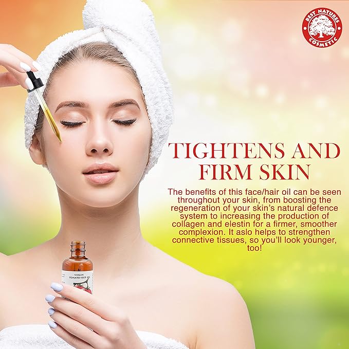 Best Nature's Tomato Seed Oil (Cold Pressed, Unrefined) - 2 oz - Natural Skin Care Moisturizer for Face, Body, Dry, Damaged Hair - Soothes Eczema, Psoriasis, Acne, Reduce Discoloration