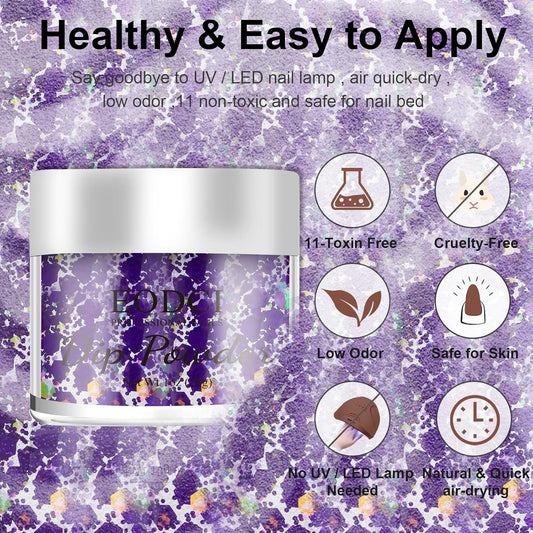 Nail Dip Dipping Powder,1 Oz/28g Dopamine Glitter Purple Color Dipping Powder French Nails Art Starter Manicure DIY Salon Home Gift for Women,No Need Nail Lamp Cured