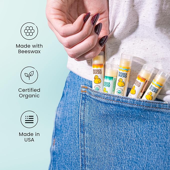 Rubber Ducky Sunscreen - Organic Lip Balm for Women, All Natural Lip Balm Stick with Vitamin E - Moisturizing & Hydrating Lip Balm for Dry Lips - Untinted and Non-Toxic Lip Care - Vanilla, 3 Pack