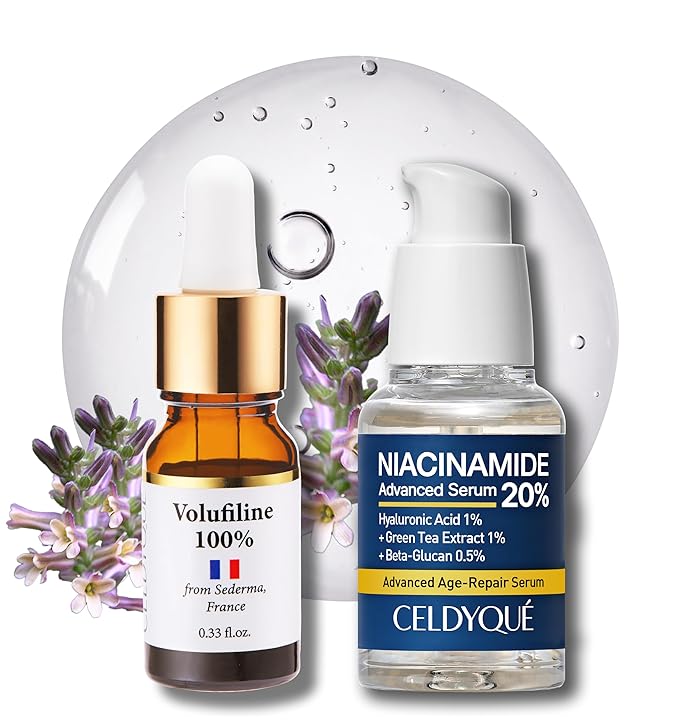 Volufiline & Niacinamide Serum Bundle – 100% Pure Volufiline for Skin Firming + 20% Niacinamide for Pore Minimizing & Brightening – Anti-Wrinkle, Collagen Boosting & Even Skin Tone Korean Skincare