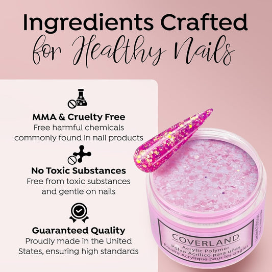 Tones Coverland Acrylic Nail Powder "Vacation Mode" - Limited Edition Acrylic Powder for Nail Design, Sculpting, and Masking Nail Bed Imperfections - Professional Acrylic Nail Supplies - (1.5 Oz)