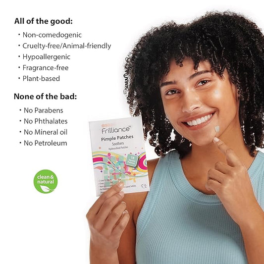 Frilliance Green Square Soothing Aloe & Hydrocolloid Acne Pimple Patches for Zits and Blemishes (18 Count, 2 Sizes) Spot Treatment Stickers for Face & Skin, Vegan and Cruelty Free