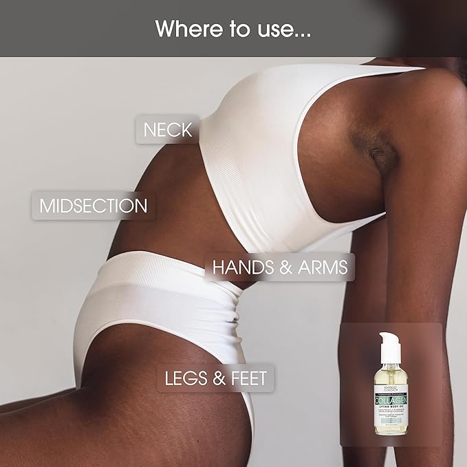 Advanced Clinicals Firming Collagen Body Oil Skin Care Moisturizer | Massage Body Oil | Tighten, Firm, & Hydrate Collagen Oil For Scars, Wrinkles, Crepey Skin, & Stretch Marks, 3.8 Fl Oz