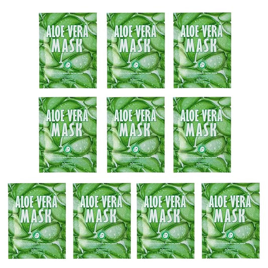 Facial mask Moisturizing face Mask - 10 Sheets, Deep Hydration, Improves Dry Skin, Sheet Mask, skincare for All Skin Types (10PCS, Aloe Vera)