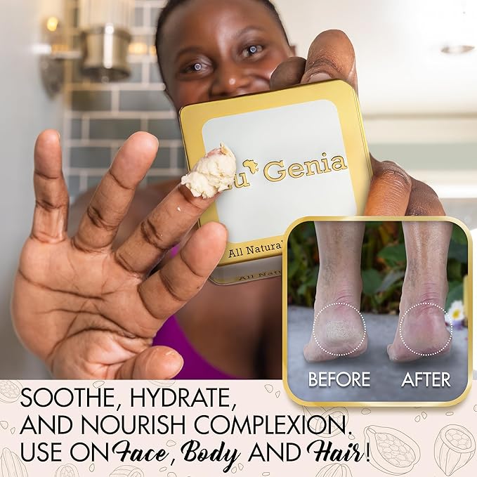 Eu'Genia Anti-Aging Shea Butter Balm: Unscented 12 oz, 100% Pure Unrefined Ghanaian Shea, Premium Face & Body Moisturizer for All Skin and Hair Types