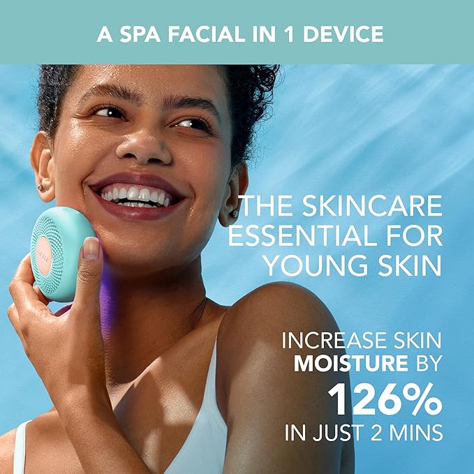 FOREO UFO 3 mini 4-in-1 Face Mask Skincare Device - Face Moisturiser - Anti-Aging - Red Light - Warming - Facial Massage - App-connected - Arctic Blue