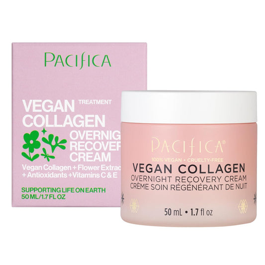 Pacifica Night Face Cream - Vegan Collagen Overnight Recovery Cream, Nighttime Face Cream for Anti-Aging & Wrinkles, Improves Dry Skin & Redness Vegan, Clean Beauty, Dermatologist Tested